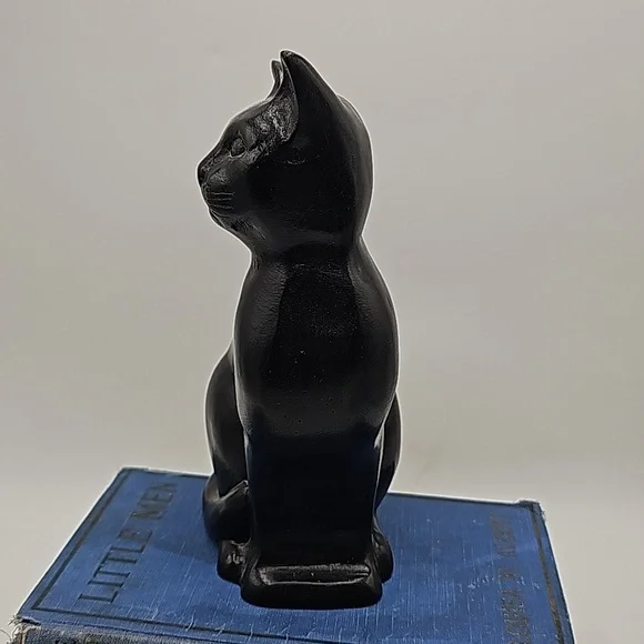 Vintage Black Cat Figurine Paperweight Bookend Doorstop in Heavy Resin 9" 2.4lb - Picture 9 of 11